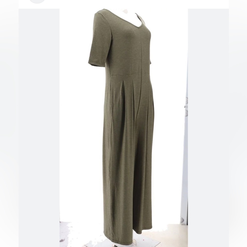 Cuddl Duds Green Brushed Wide Leg  Jumpsuit Sz XL